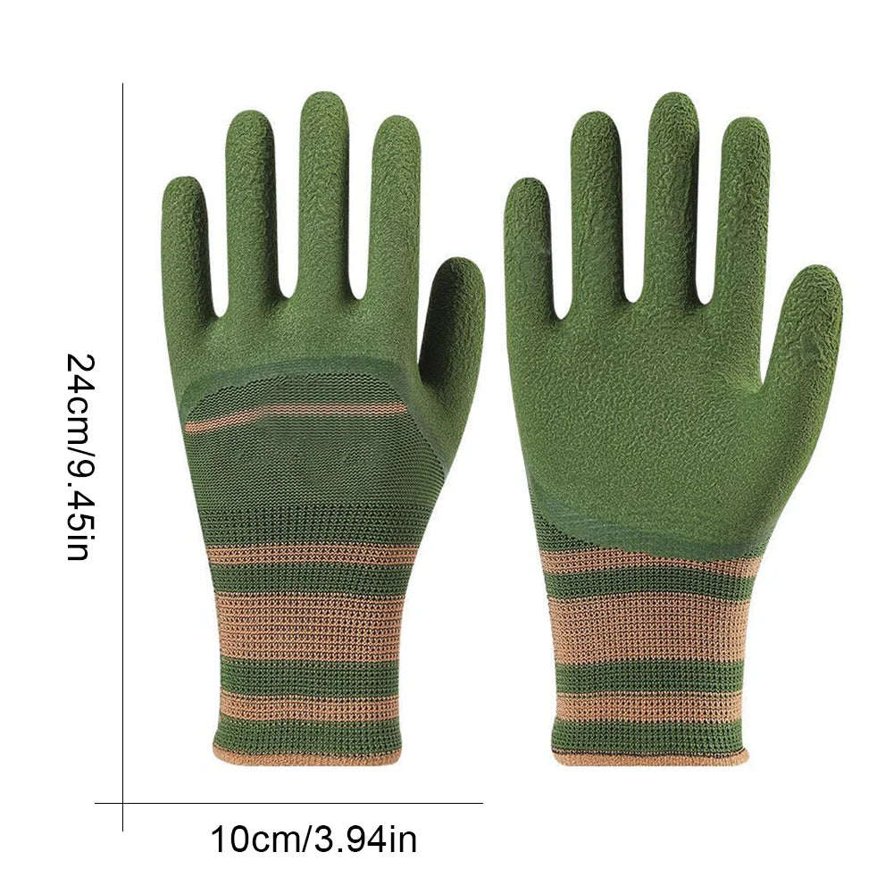 1/2pairs Gardening Gloves Latex Waterproof Horticultural Gloves Non-slip Protective Gear Vegetable Flower Plant Gardening Glove