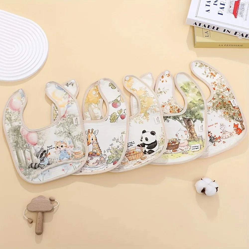 New Cotton Baby Bibs Adjustable Neck Baby Care Burp Clothes Washable Waterproof Eating Protector for Girls Boys