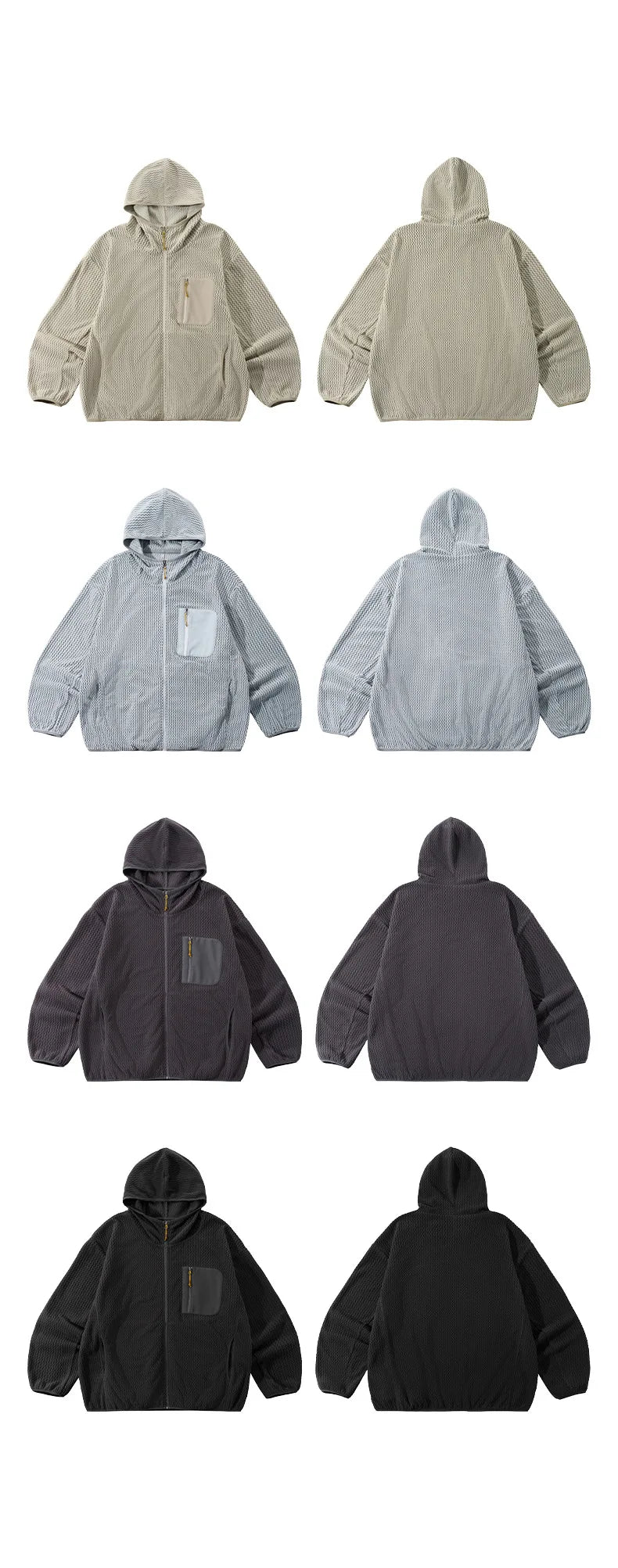 Winter Outdoor Windproof Wavy - Patterned Stand - Collar Zip - Up Jacket Unisex Loose-fitting Casual Warm Windproof Jacket.