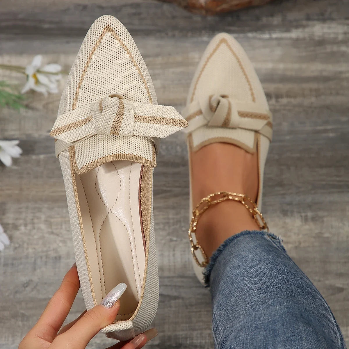 2024 Women Flats Walking Shoes Pointed Top Solid Color Loafers Mesh Breathable Shoes Comfortable Women Sneakers Zapatos De Mujer