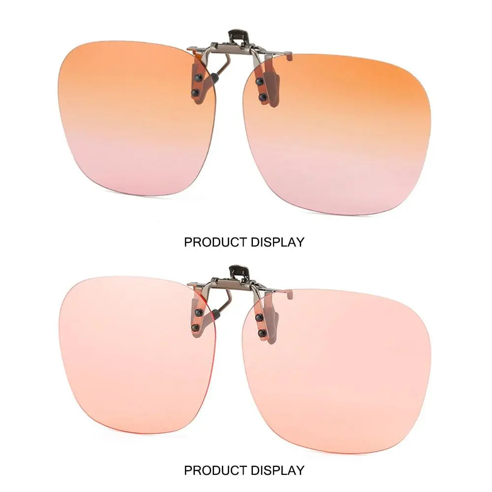 Polarized Clip On Sunglasses Men Car Driver Goggles Women Square Flip Up Sun Glasses for Prescription Rimless Polygonal Shades