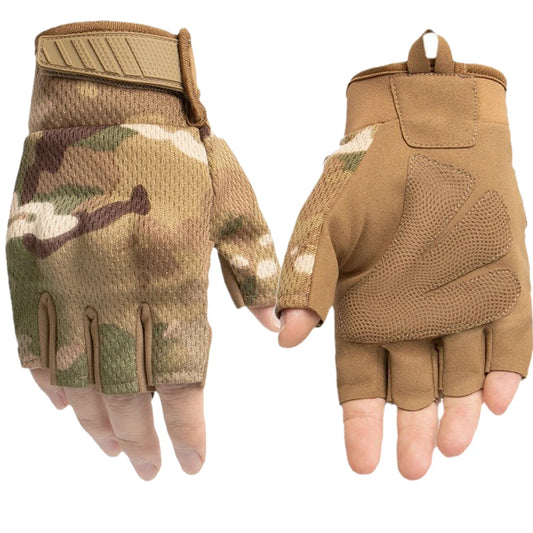 Men's Tactical Touch Screen Half Finger Gloves Compatible Combat Shooting Hunting Outdoor Sports Work Mittens Gloves
