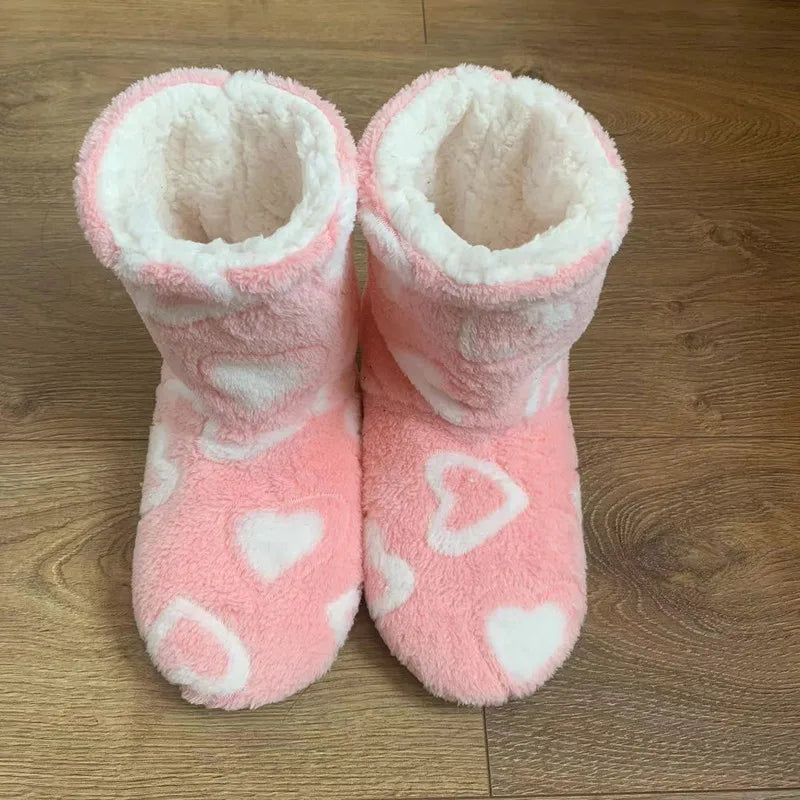 Women Soft Sole Boots Slippers Ankle Shoes Winter Indoor Plush Thickened Warm Fur Slippers Platform Shoes Home Boots Footwear