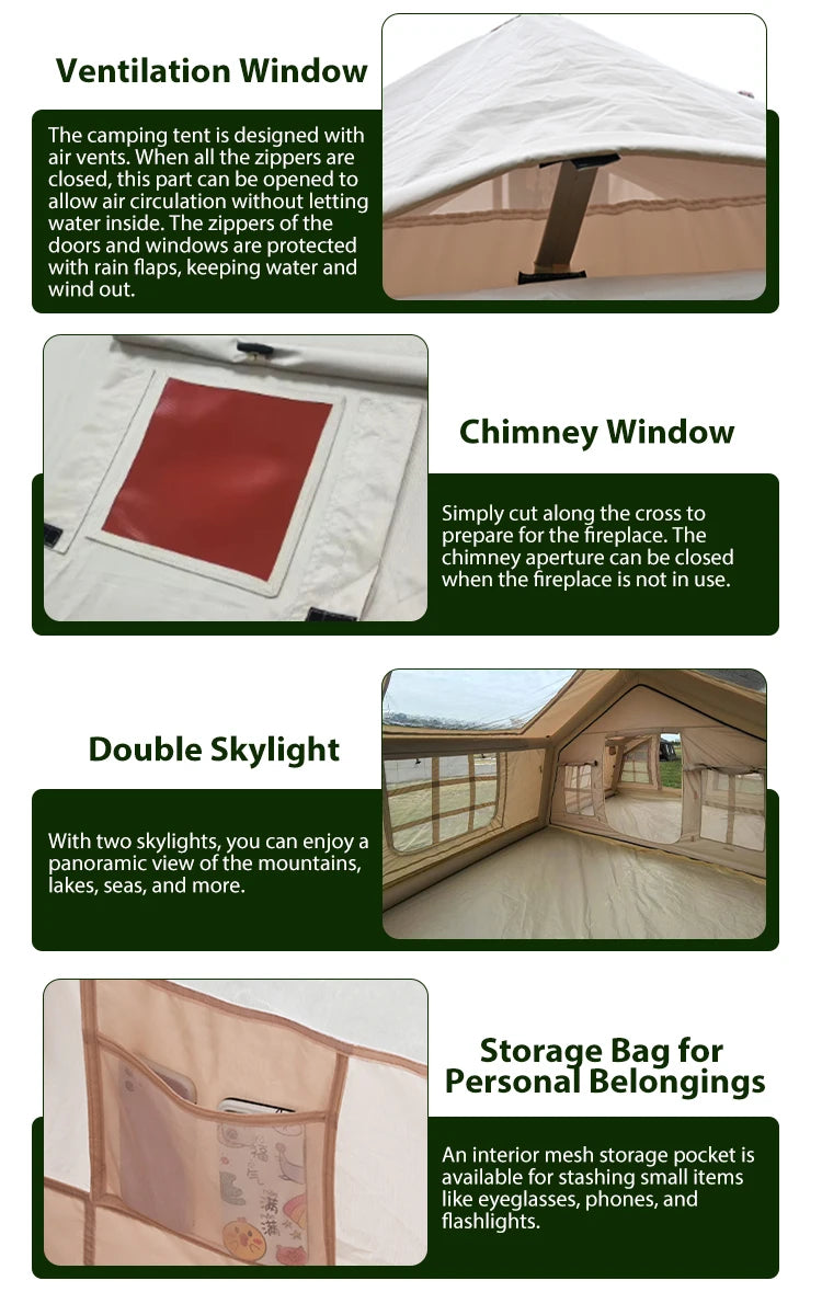 New 4.5㎡ Inflatable Tent for RV, Oversized TPU Transparent Windows Panoramic Views, Waterproof Durable Fabric Camping