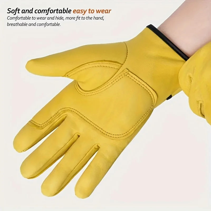 1 pair of work gloves, suitable for gardening, sports, motorcycles, and driving, finely processed with soft leather material