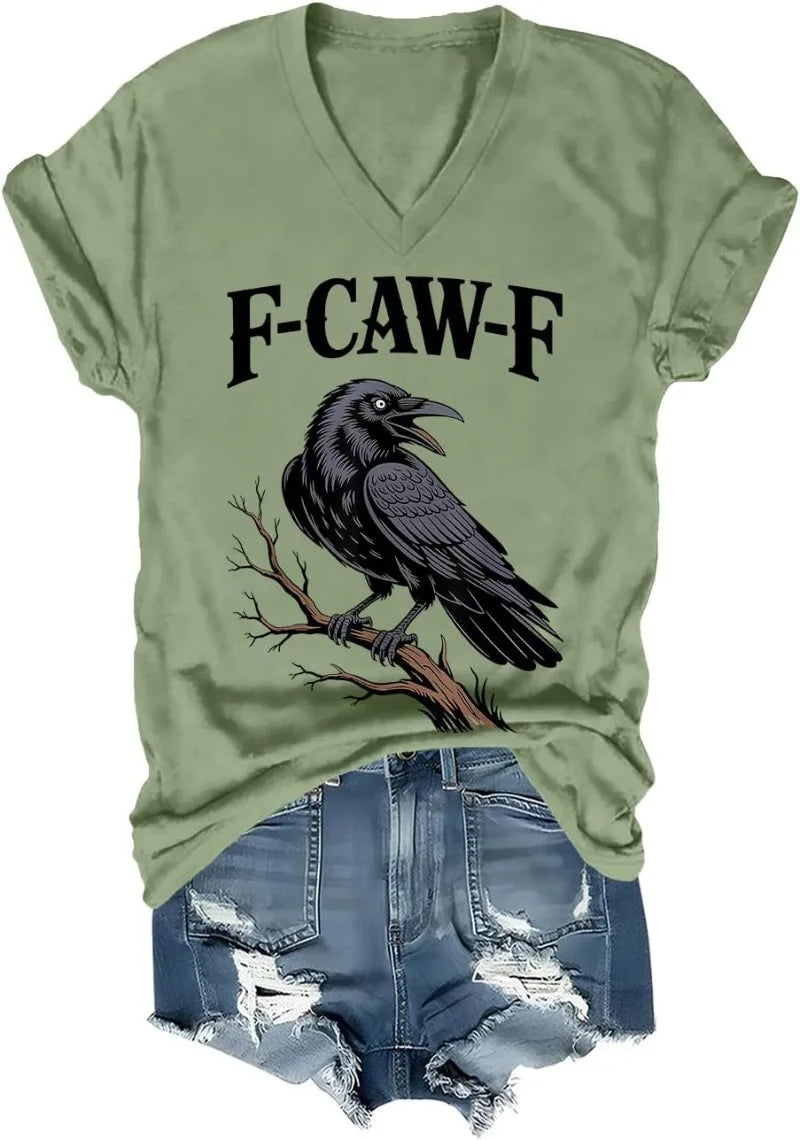 F Caw F T Shirt Women Men Fcawf Crow Graphic Tee F-Caw-F Crow Shirt Graphic T Shirts Women Clothes