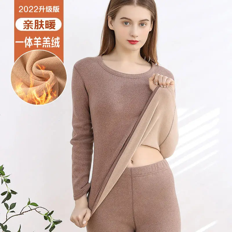 Thermal Underwear For Women Winter Warm thicken lamb fleece high elastic Long Johns bottoming Two Piece Sets Thermos Clothing