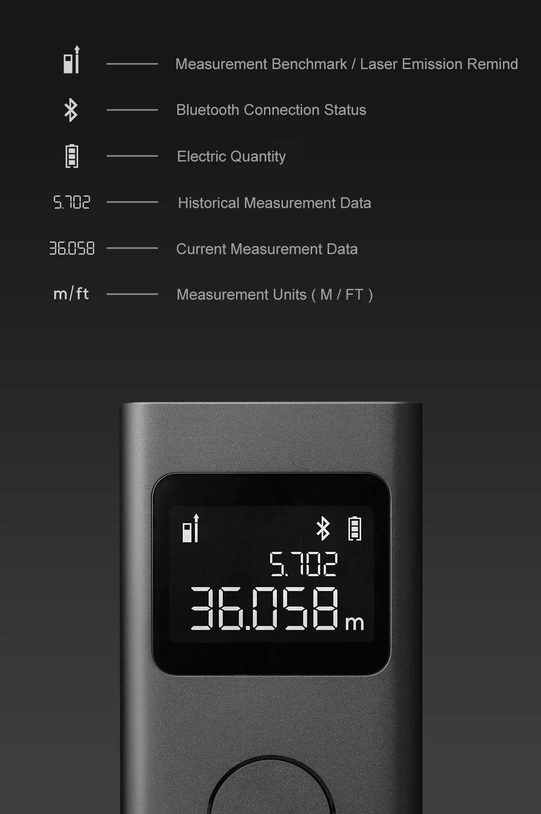 Xiaomi Mijia Smart Laser Rangefinder Real Time Distance Meter High precision Laser Range Finder Tape Measure Work For Mihome APP