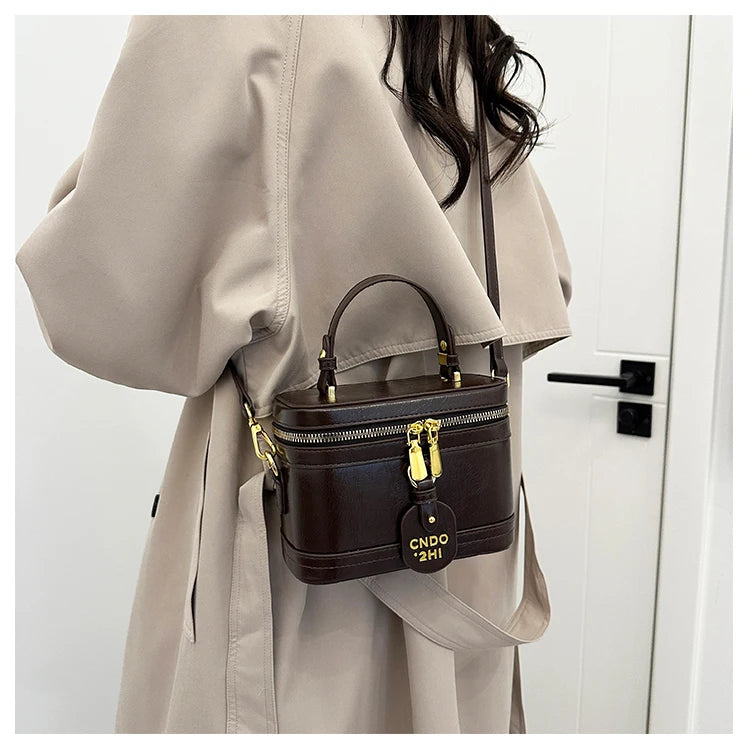 Women Fashion Tote Bucket Bags Solid Clor PU Leather Delicate Small Square Pack 2024 Trendy Female Crossbody Bag