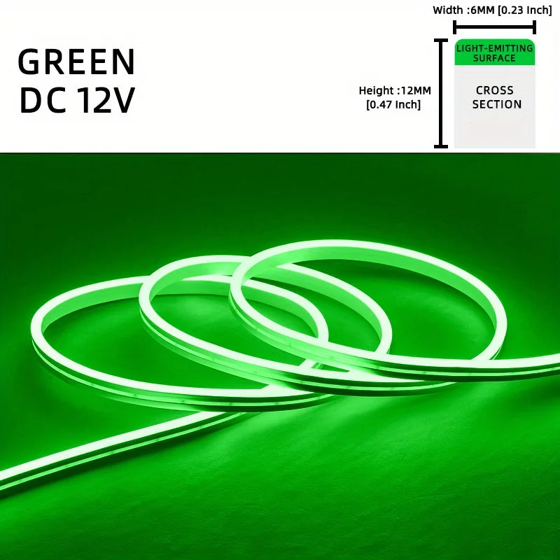 LED Neon Lights,  12V 5M Flexible，Neon Rope Light,  Waterproof Flex DIY Cuttable LED Light Strip for Indoor Outdoor Decoration