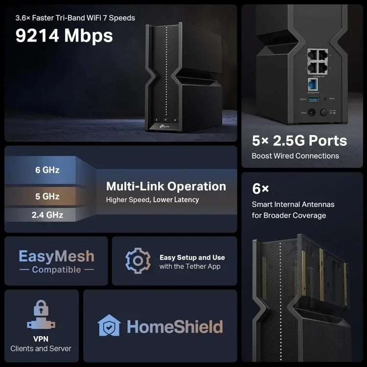 Furniture.Tri-Band BE9300 WiFi 7 Router Archer BE550 6-Stream 9.2Gbps Extended Coverage VPN Support sofa