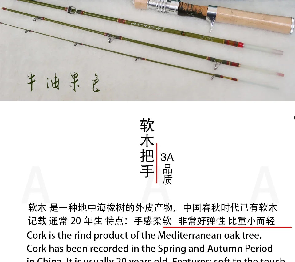 Trout fishing rod AIOUSH-FRP, versatile ejection tip, 1.45 meters long, ideal for traveling and transportation, extremely soft