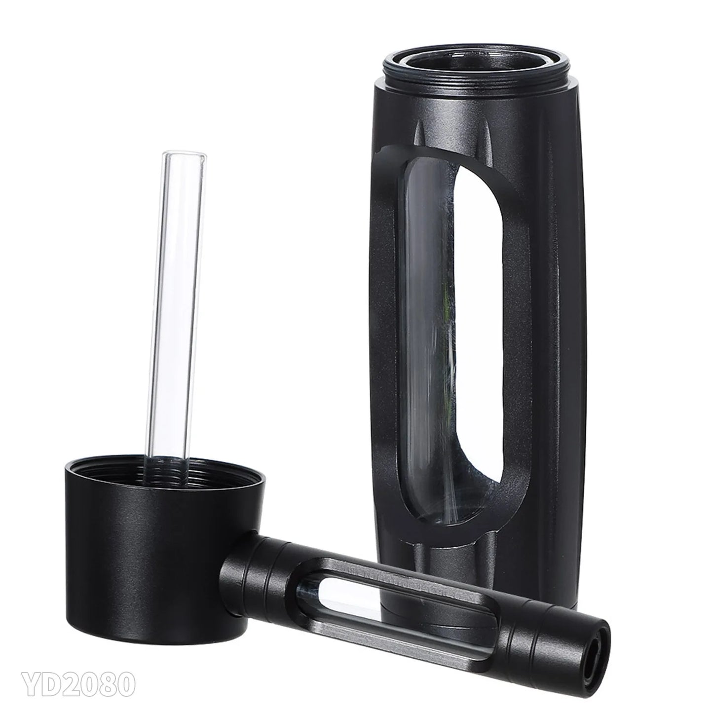 HOT Evil 155mm Dry Burning Grass Smoking Pipe Portable Aluminum Alloy&Glass Tobacco Pipes Hookah Shisha Pipa Smoking Accessories