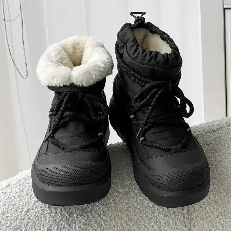Men's Snow Boots Autumn and Winter Thickened Fashion Casual Bakers Shoes Fur-Lined Thickened Warm Mid-Calf Cotton Shoes
