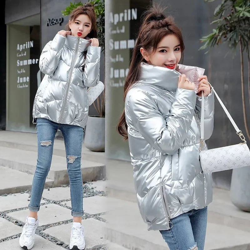 2026 New Winter Jacket Women Parkas Glossy Warm Thicken Coat Female Cotton Padded Parka Waterproof Outwear Loose Snow Jacket