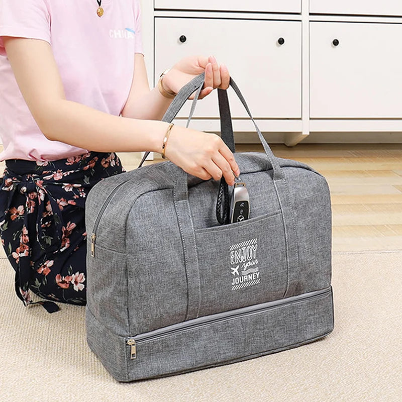 Women's Large Capacity Travel Bag Fitness Yoga Handbag Wet and Dry Wide Shoulder Strap Outdoor Tote Bag