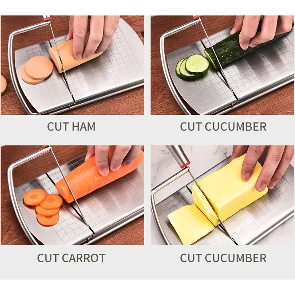 1Pc Cheese Slicer, Stainless Steel Cheese Cutter With Measurements, Heavy Duty Butter Cutter, Baking Tools, Kitchen Gadgets