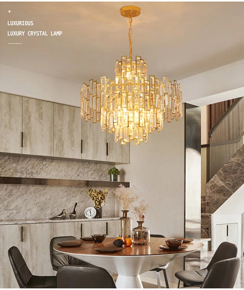 Luxury Crystal Chandelier Ceiling Light Fixture Dining Table Light Led Lighting Lamps Living Rooms Żyrandol Pendant Ceiling Lamp