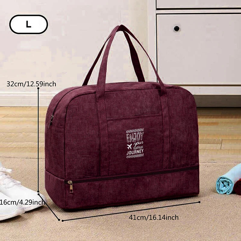 Women's Large Capacity Travel Bag Fitness Yoga Handbag Wet and Dry Wide Shoulder Strap Outdoor Tote Bag