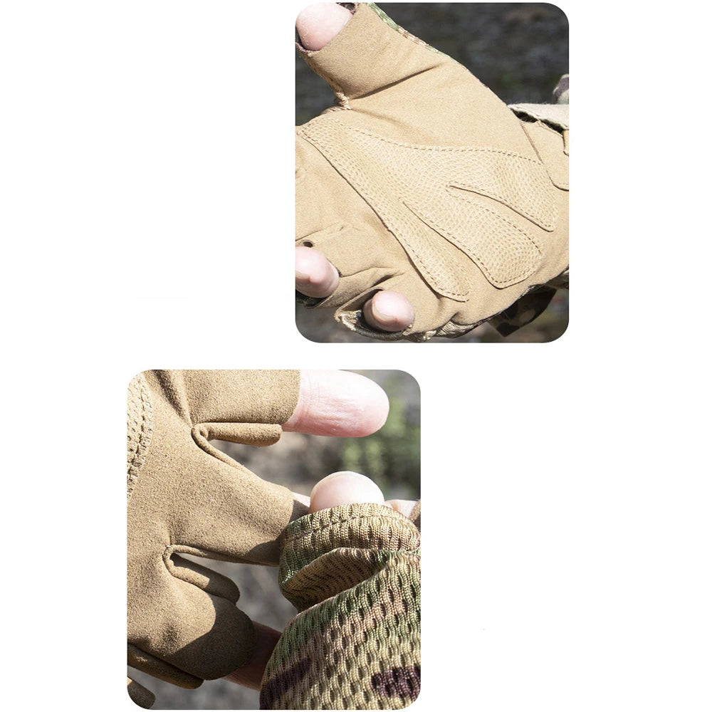 Men's Tactical Touch Screen Half Finger Gloves Compatible Combat Shooting Hunting Outdoor Sports Work Mittens Gloves