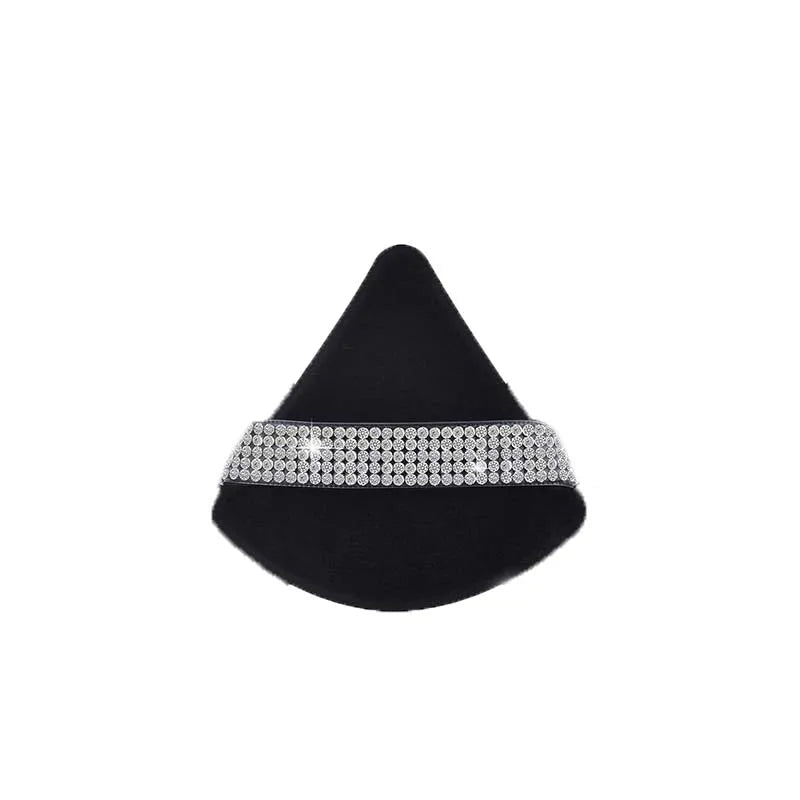 Diamond Triangle Velvet Setting Puff Ribbon Detail Powder Sponge Smooth Finishing Soft Puff for Loose Pressed Powder Application