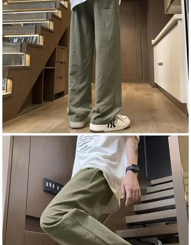 Pants Men's Summer Quick-drying Straight-leg Casual Pants for Teenagers Trendy Loose Thin Sports Wide-leg Trousers Y2k Shorts