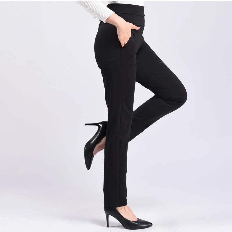 Pants Women2025Autumn Winter New Fleece Thick Middle-Aged Elderly Ladies Casual Trousers Mother High Waist Straight Pants Female