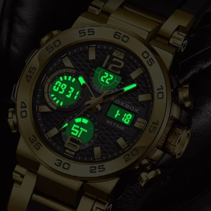 New Watches For Men Waterproof Clock Alarm reloj hombre LCD Dual Display Wristwatch Quartz Military Sports Mens Watch