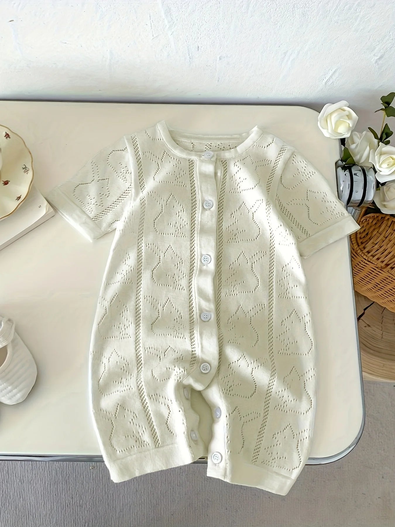 Baby Crawling Clothes, Versatile Newborn Clothes for Boys and Girls, Spring and Autumn Knitted Stylish Romper, Solid Color Jumpsuit