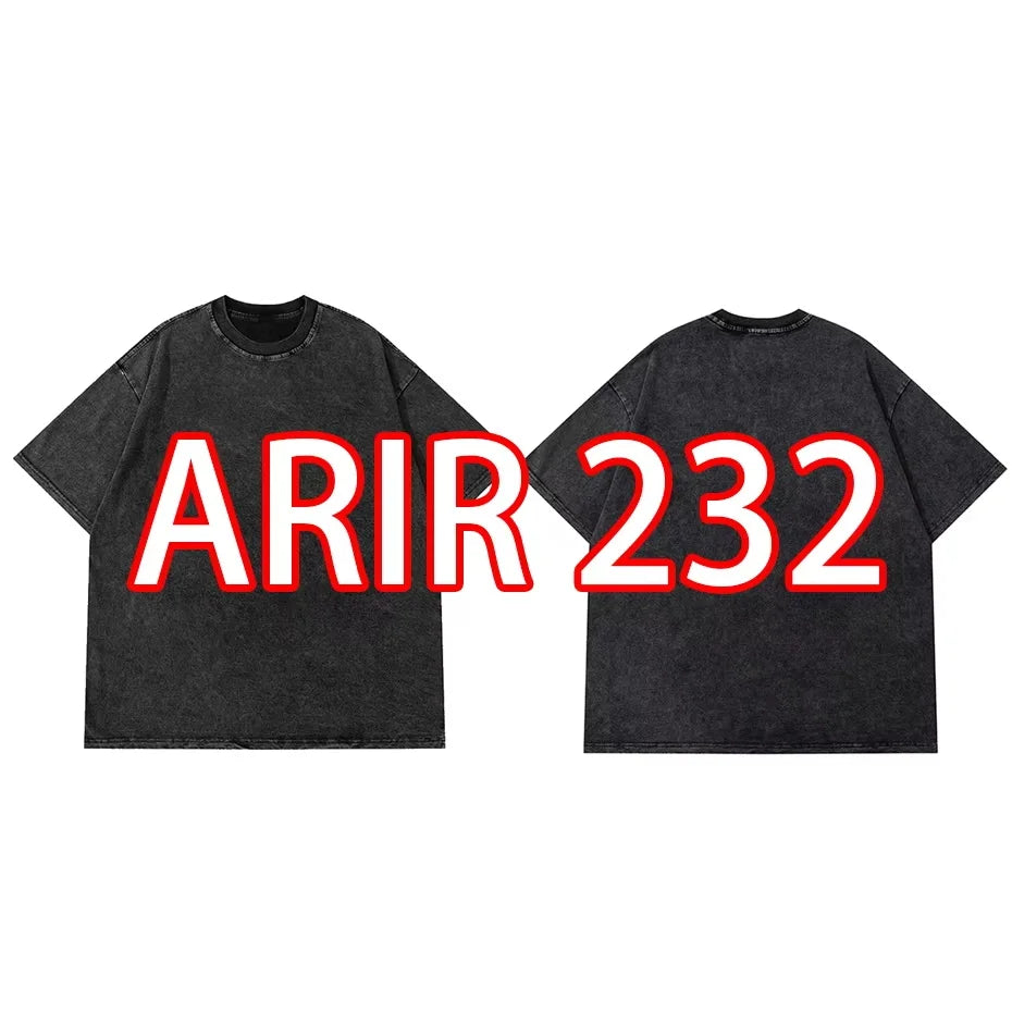 Anime Pain Printed T Shirt Men Retro Washed 100% Cotton Tops Tees Harajuku Tshirt Streetwear Hip Hop Male T-shirts 765