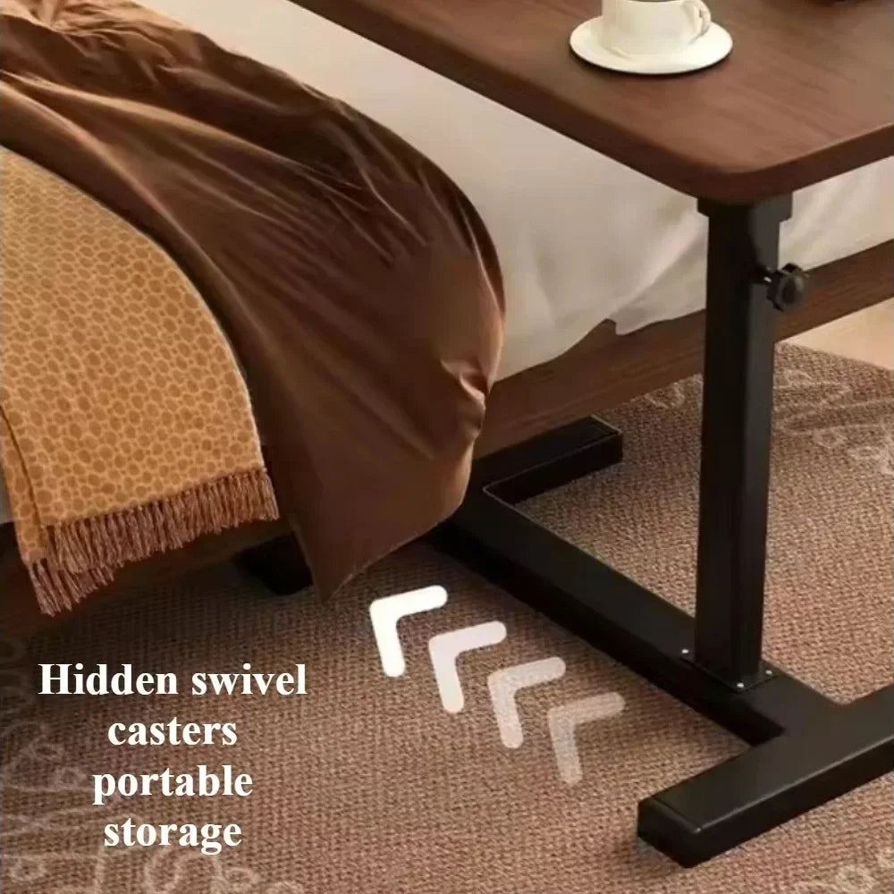 Stainless Steel Small Edge Table Bedside Table Household Mobile Desk Bedroom with Wheels Easy Lifting Learning Desk Workbench