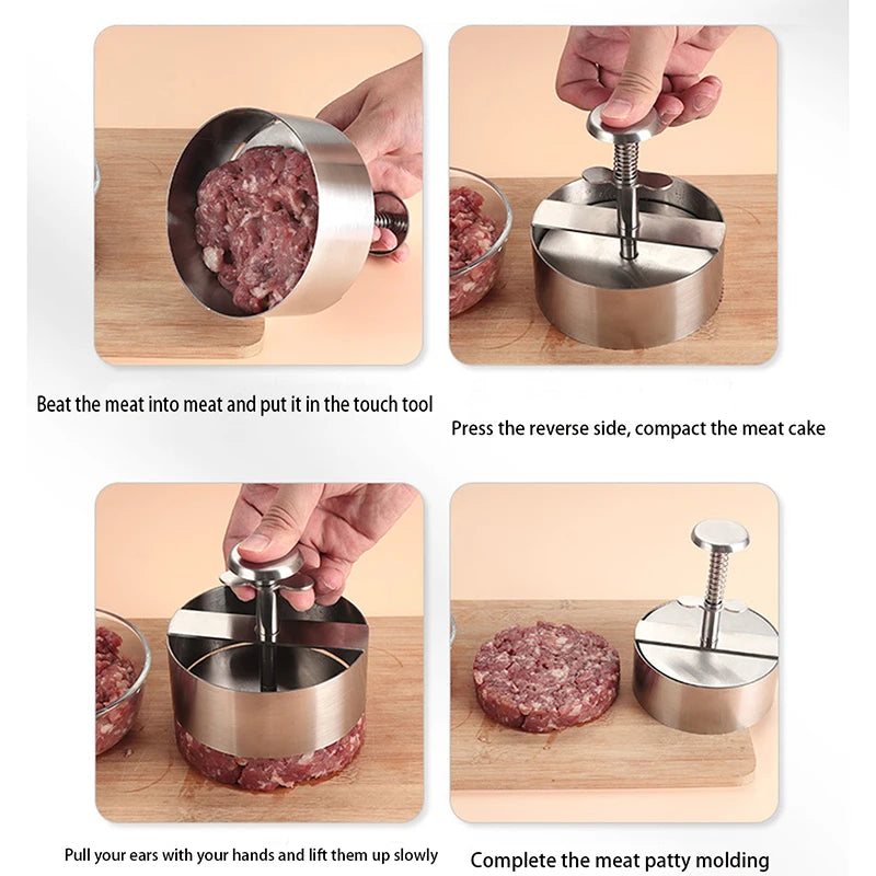 Hamburger press utensils kitchen meat tools tableware hamburger meat press stainless steel meat press meat pie meat filling mold