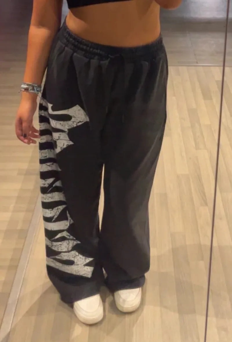 2026 Young American trendy sweatpants collaboration anime joggers cotton terry print wide-leg casual pants hip-hop street pants