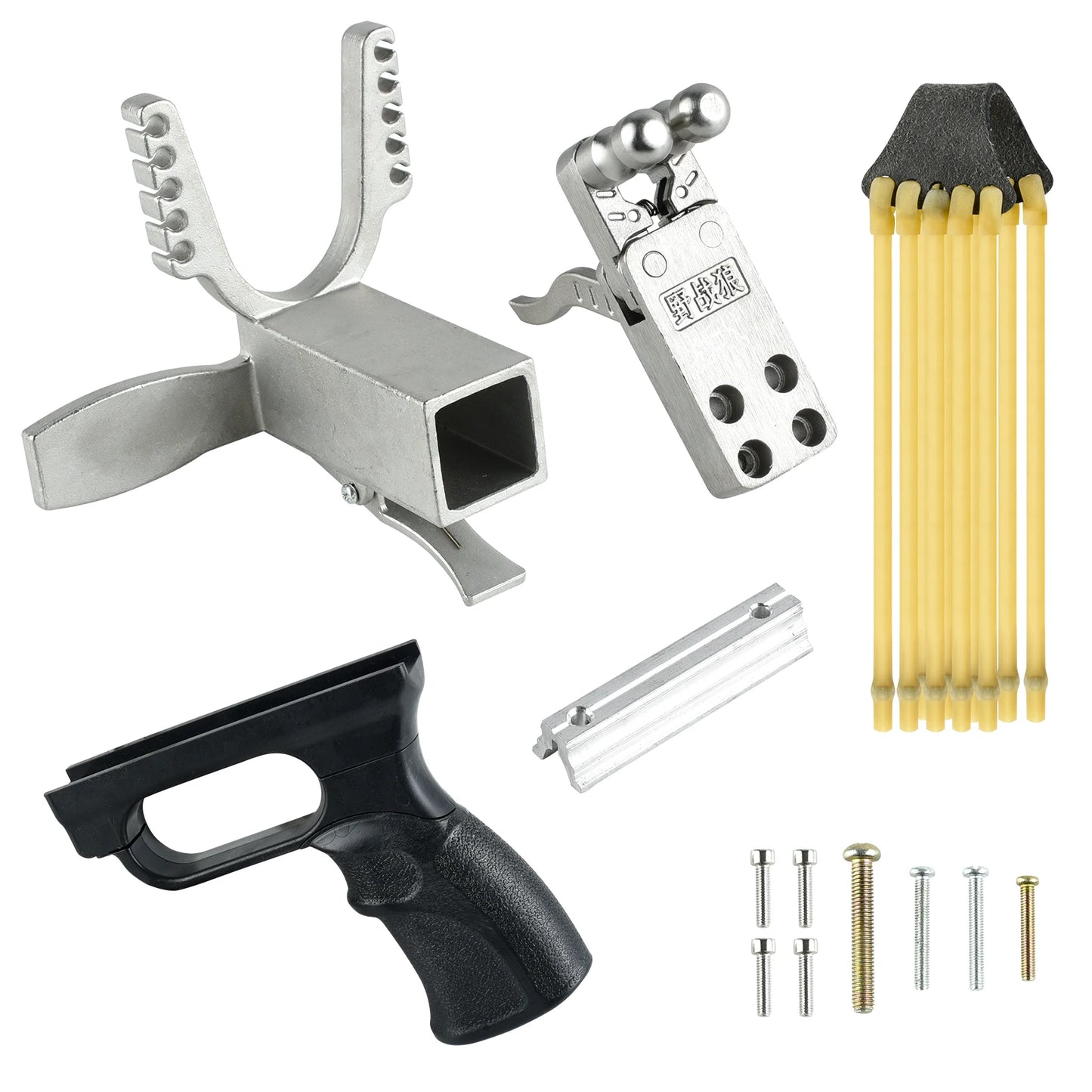Slingshot Machinery Stainless Steel Parts Long-rod Slingshot Parts Trigger Rubber Belt Hunting Tactical Supplies Accessories