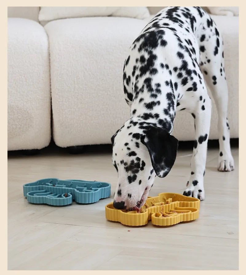 Portable TPR Dog Food Bowl Training Slow Feeder Dogs Bowl Dry Wet Separation Pet Bowls Licking Bottom Suction Cup Pets Supplies