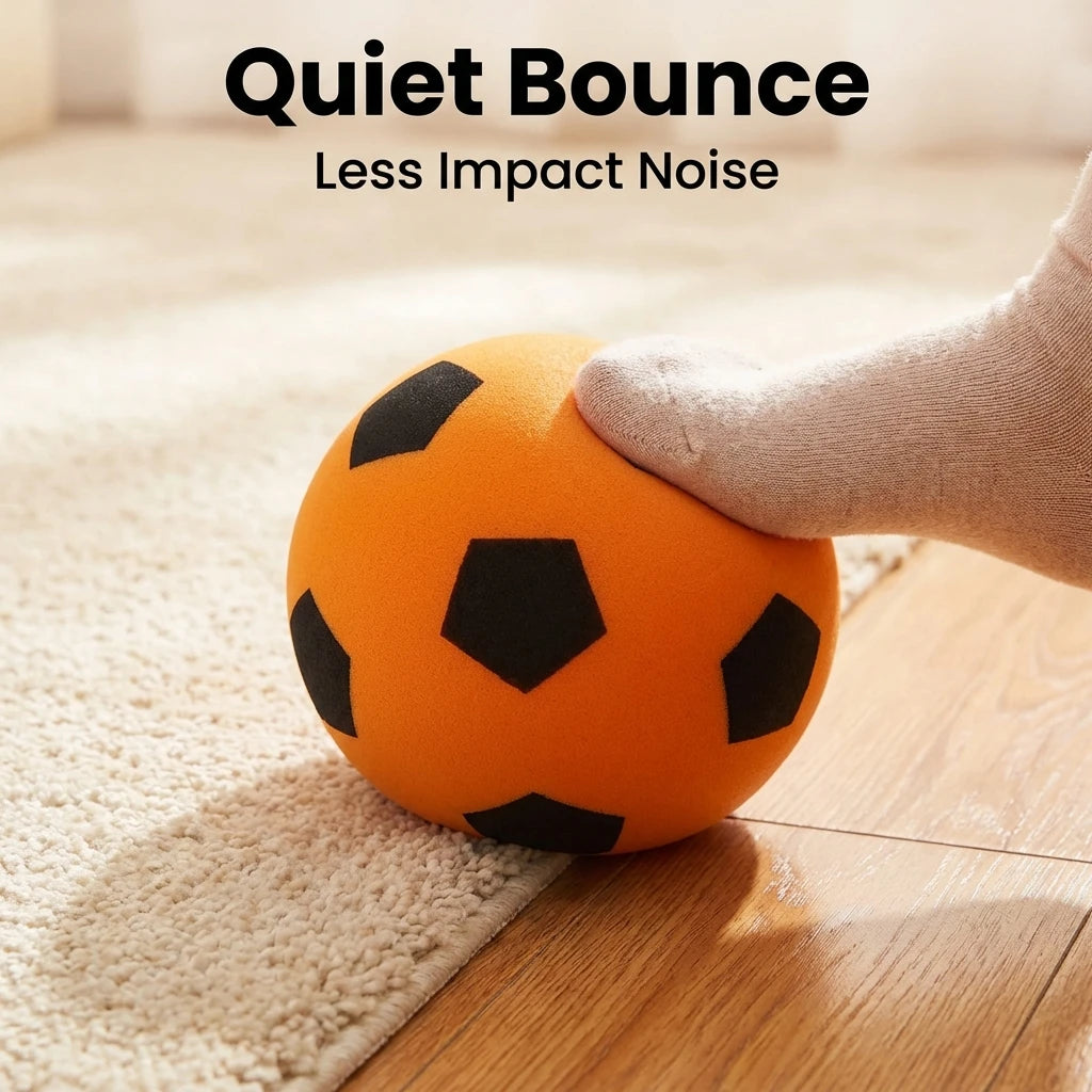 Silent Indoor Soccer Ball, Soft Airless Foam Football for Kids, Quiet Bounce Training Ball, Safe for Home/Living Room