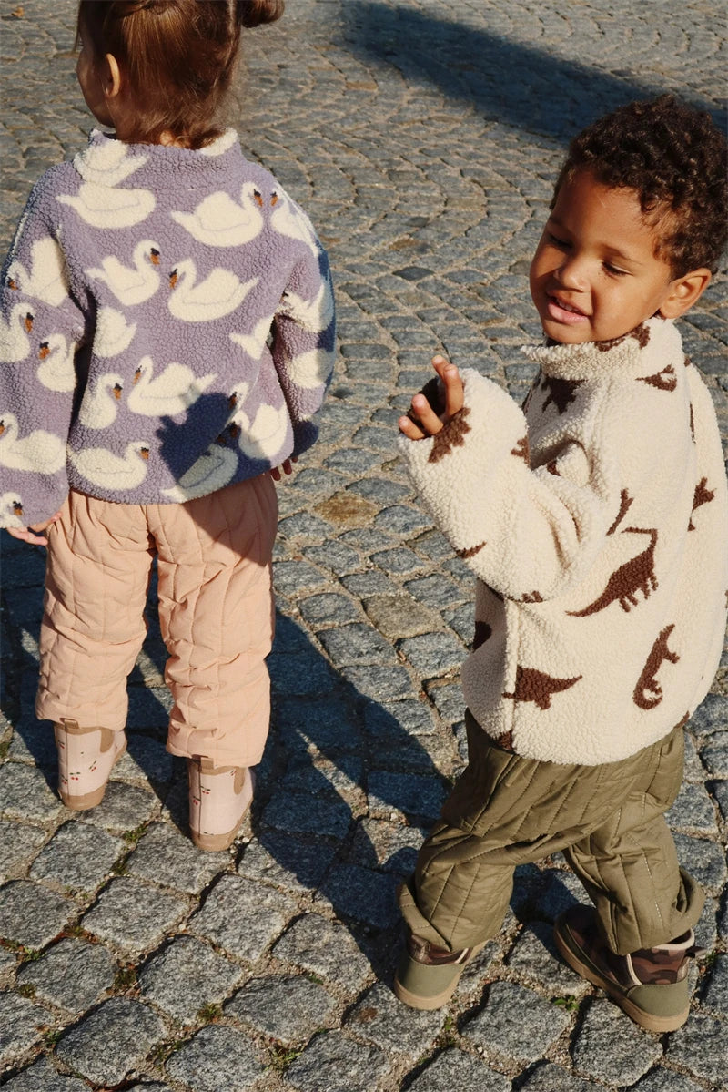 Children's Jackets 2024 Fall And Winter Fashion Cartoon Lamb Wool Girls Jacket Cotton Warm Cute Boys Coat Children's Clothing