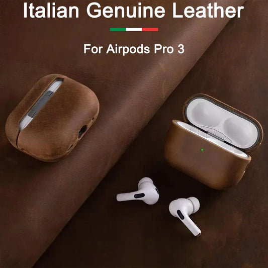 VEX Crazy Horse Genuin Leather Case For Airpods Pro 3 2 Pro3 Retro Cowhide Cover for AirPods Pro 4 Pro 3 2 Luxury Headset Cases