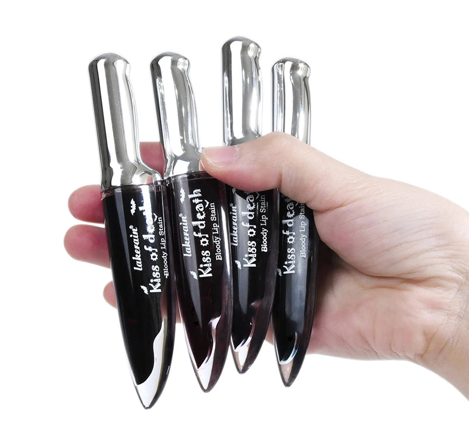 Lakerain 4pcs Kiss of Death Lip Stain Kit  Blood-stained Lip Look Long Water Proof Matte  DEVILS KISS WITCH'S CURSE Gothic Makeu