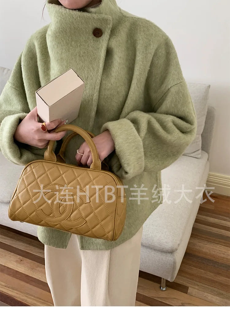 New Winter Short Woolen Coat Fashion Causal Warm Mulberry Silk Lapel Double-sided Wool Coat Loose Suit Jacket Female Tide Autumn