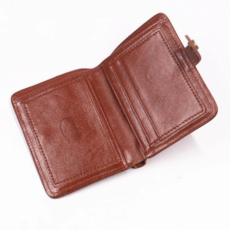 Genuine Leather Wallet For Men Vintage Real Cowhide Wrinkled Short Bifold Slim Thin Hasp Men's Wallets Purse Credit Card Holder