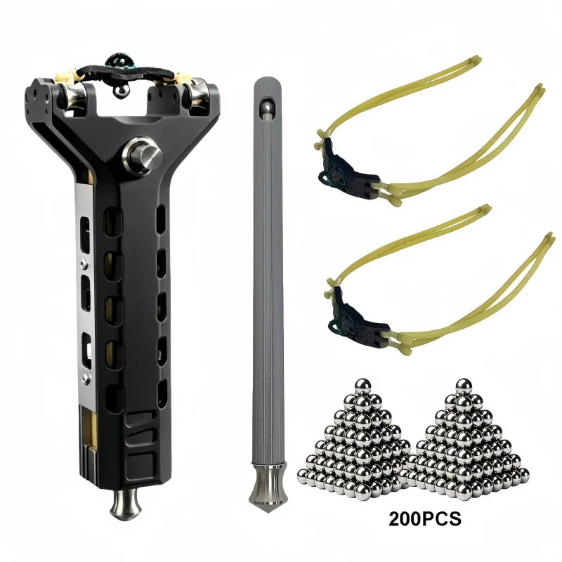 Slingshot with Auto Magazine Portable Outdoor Hunting Catapult with Replacement Bands Balls, Precision Shooting Sport Tool