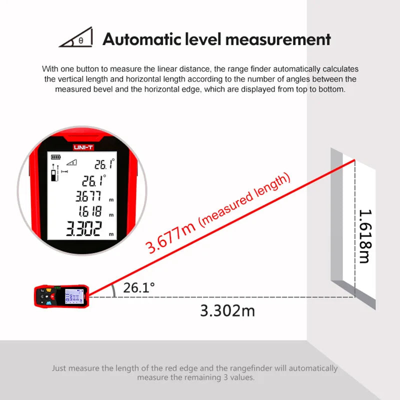 UNI-T Handheld Laser Rangefinder Distance Meter 40M 60M 80M 100M Medidor Laser Tape Build Measure Device Electronic Ruler