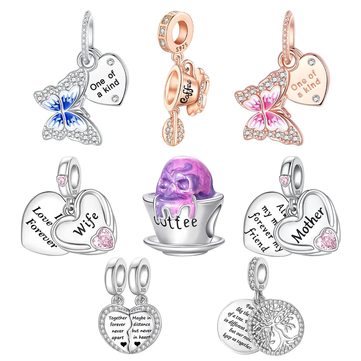925 Sterling Silver Full series of A-Z letters pendant Charms For Original  Bracelet Charm Necklace Diy Female Jewelry