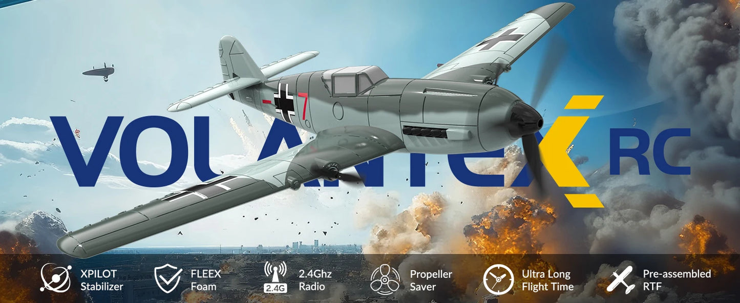 VOLANTEXRC BF109 RC Plane 2.4G 3CH Smart Balance EPP Gliders Fighter 400MM Fixed Wingspan With 6-Axis Gyro Stabilizer RTF Glider