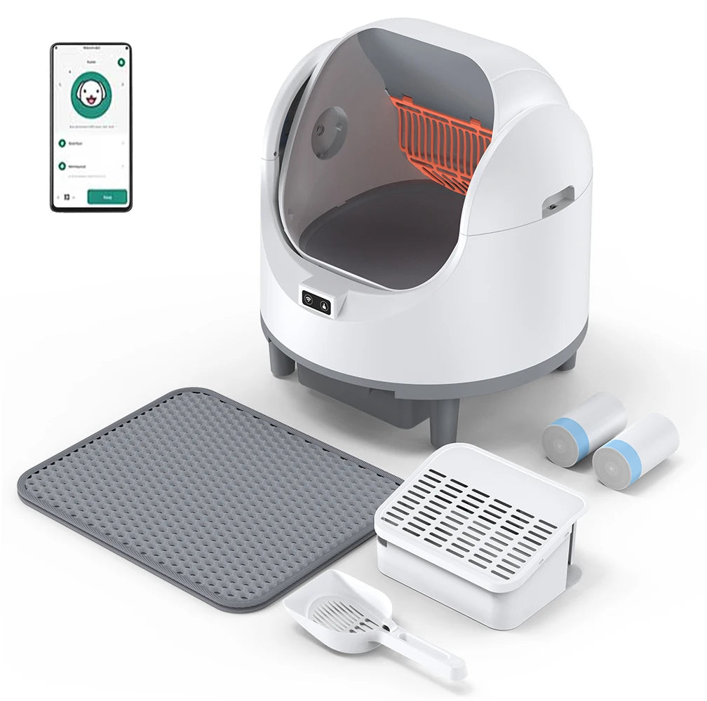 Self-Cleaning Cat Litter Box Easy to Clean Smart Cat Toilet with Cat Litter Mat Automatic Cat Litter Box By WIFI Control