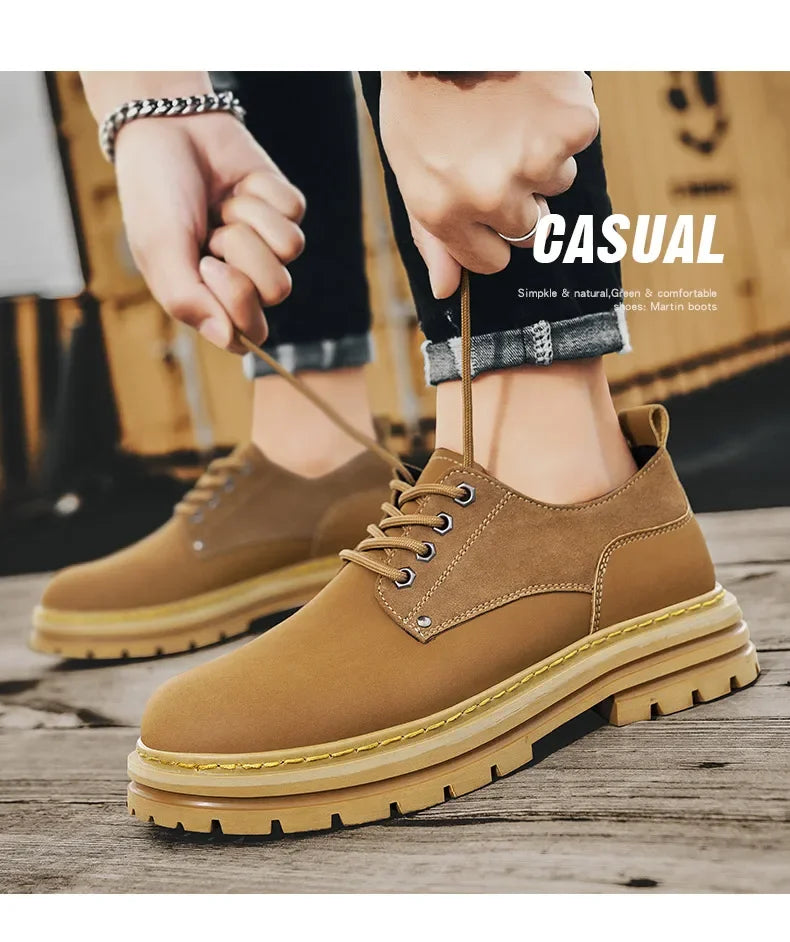 Fashion Men's Leather Shoes England Style Formal Shoes for Man Non Slip Ankle Boots Outdoor Waterproof Casual Tim Work Land Shoe
