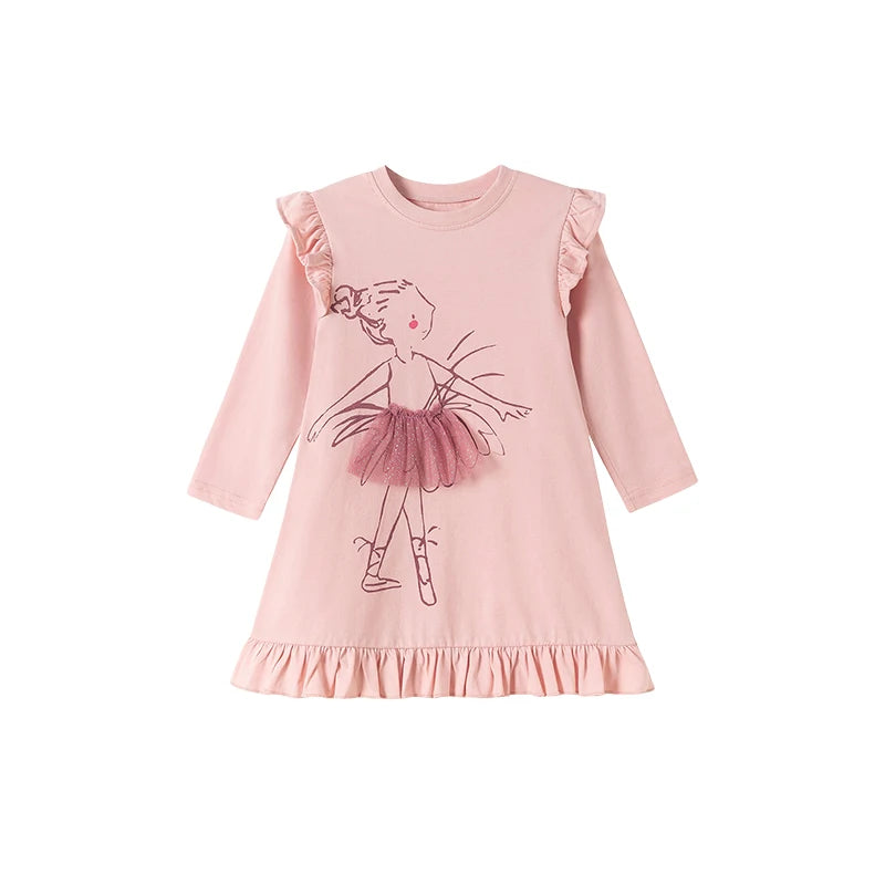 Little maven Kids Party Dress Cartoon Ballet Girl Appliques Baby Girl Costume Autumn Spring Children's Clothing for Dresses