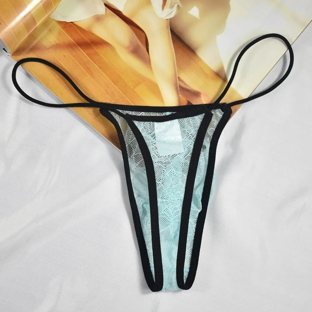 Comfortable Low Waist Men's Thongs Transparent U Convex Pouch T-back Briefs Mesh Halloween Net Lace Triangle Panties Fitness