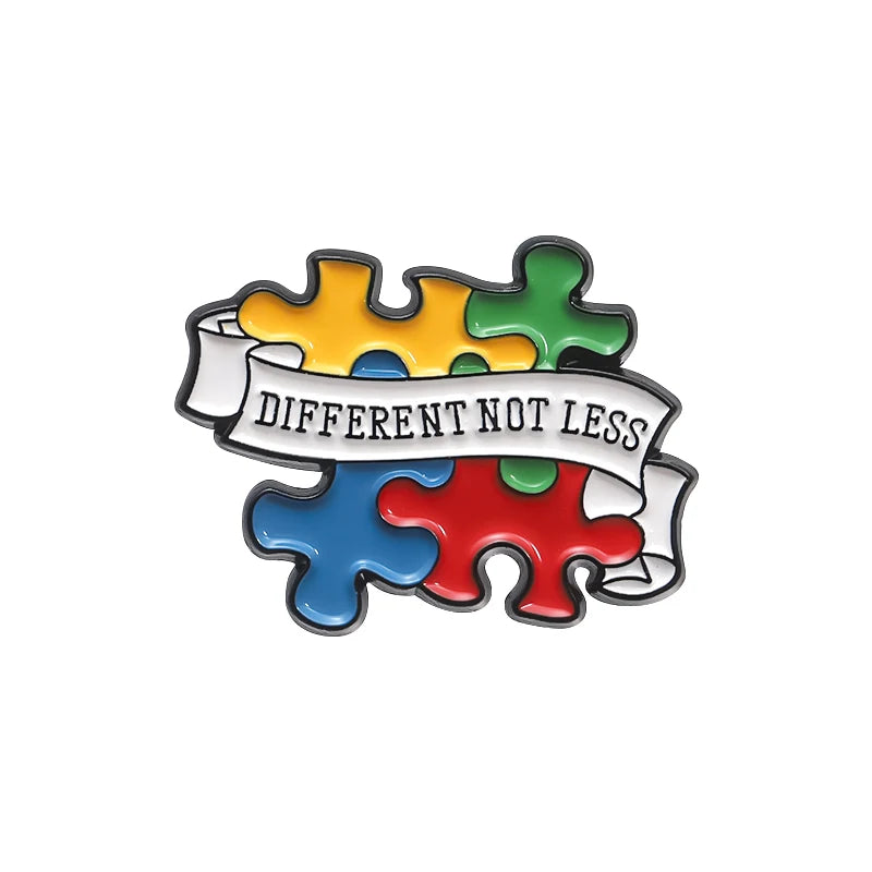 Autism Awareness Puzzle Enamel Pins Introvert Caring For Mental Health Metal Brooches Lapel Badges Jewelry Gifts For Friends